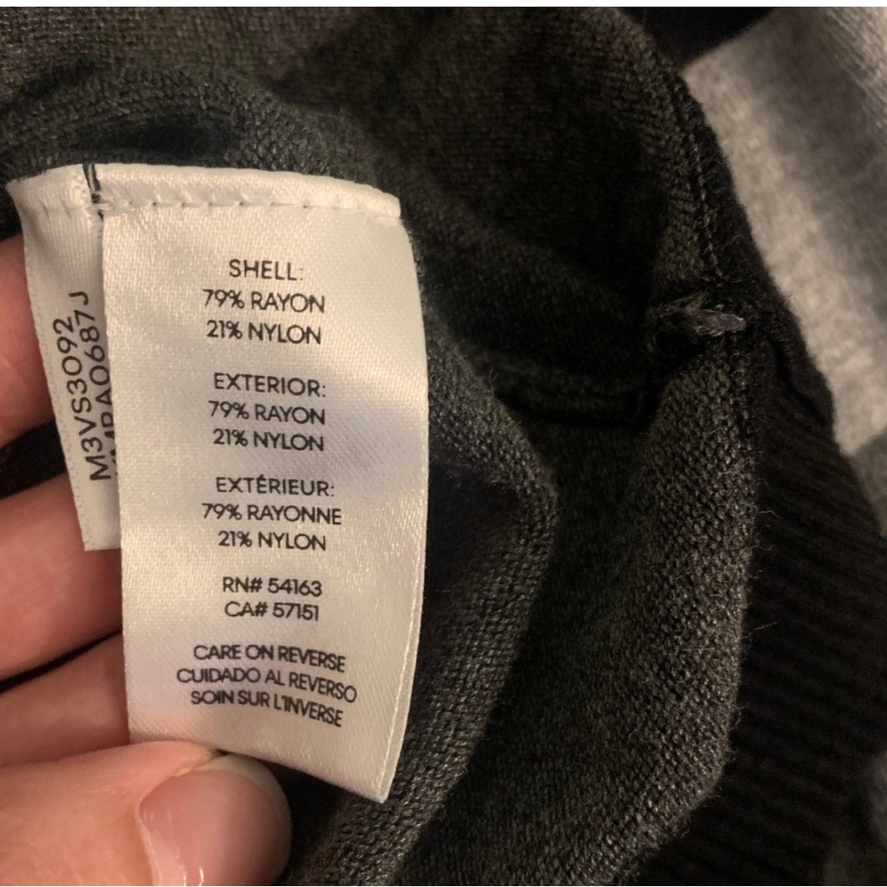 2/$30 Calvin Klein Gray Black Stripped Mock Turtleneck Sweater Large Academia - Picture 9 of 10